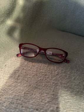 Hard Candy HC33 Red Floral Rectangular Eyeglass Frames